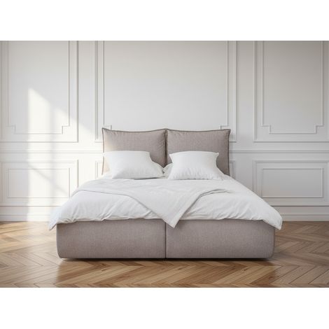 BOBOCHIC - Lit coffre GARANCE avec tête de lit effet oreiller 140x190 Beige (1/5)