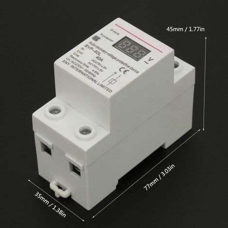 Dispositif de Protection Contre Surtensions et sous-Tensions à Récupération Automatique 230V 40A avec Affichage de Tension et Voyant Lumineux Dispositif de Protection Rail DIN