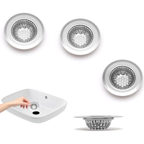 4 Pièces Filtre Evier Cuisine, Diamètre Extérieur 5,5 cm, Filtre Lavabo Argenté, Filtre Douche Cheveux en Acier Inoxydable, Convient aux éviers de Cuisine Et Lavabos de Salle de Bain (1/5)