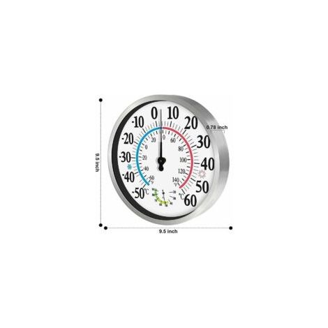Crezuo 12"-Außenthermometer, 2-in-1-Funkthermometer mit Hygrometer, Wandmontage mit großen Ziffern (1/4)