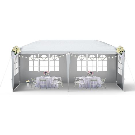 Tonnelle de jardin 3x6m avec parois latérales et fenêtres, imperméable, protection UV (1/5)