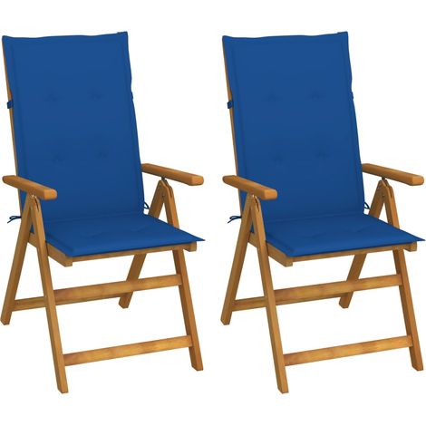 Sedie da Giardino Reclinabili 2 pz con Cuscini Massello Acacia vidaXL