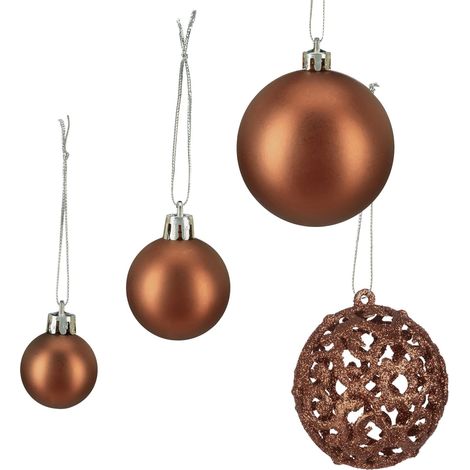 Lotto di 100 palline di Natale decorative scintillanti alberi 4 x 3 cm in polistirolo marrone 130008652