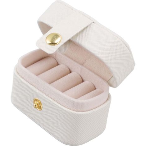 Mini-Ringaufbewahrungsbox aus PU-Leder, kleines Schmuckkästchen, Reiseorganizer, weißes Ohrringetui (1/5)