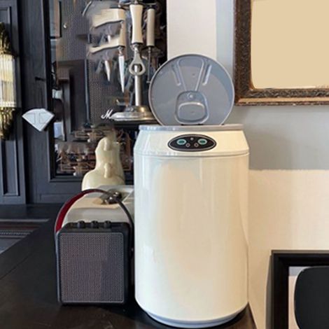 Cestino automatico intelligente in acciaio inox - Pattumiera automatica senza contatto con sensore - Grande capacità per uso domestico - Beige (1/4)