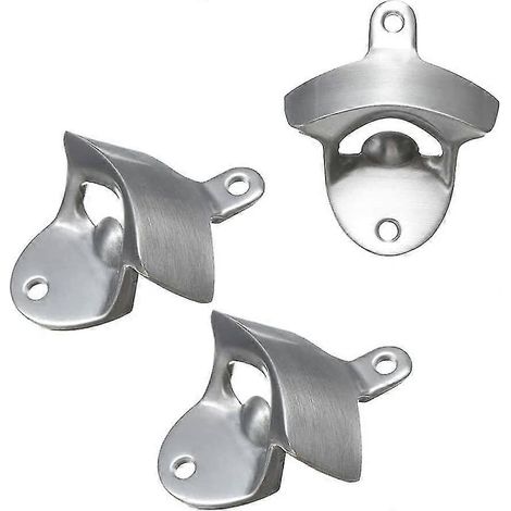Un ensemble de 3 ouvre-bouteilles muraux, avec une seule vis en acier inoxydable mat. (1/5)