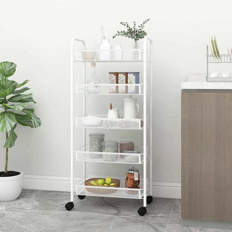 vidaXL Carrito de cocina 5 niveles hierro blanco 46x26x105 cm (1/5)