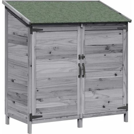 Chalet de jardin gris, 106,5 x 56 x 113,5 cm, bois d'ingénierie (1/5)