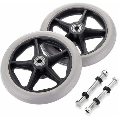Zoll Rollstuhl-Ersatz-Vorderrad, 2er-Pack, Universal-Rollator-Rollstuhl-Ersatzrad-Zubehör, Grau