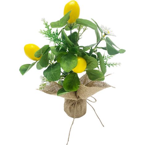 Künstliche Mini-Zitronen-Bonsai-Pflanze aus Kunststoff im Topf, Dekoration für Vase, Zuhause, Hochzeit, Café (1/2)