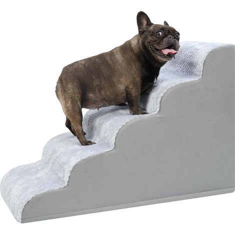 1 Escalier pour Chien 5 Marches Antidérapant Housse Lavable Mousse Haute Densité Pour Canapé Lit Chiots (1/5)