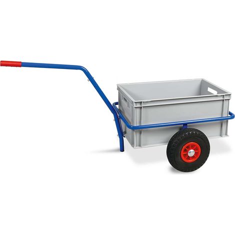 BRB Handwagen mit herausnehmbarem Kunststoffkasten 600x400x280 mm, grau, pannensichere Reifen, Tragkraft 200 kg (1/2)
