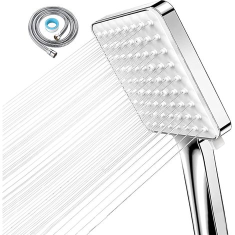 Pommeau de douche avec flexible, économie d'eau grâce à ses 6 types de jets, douchette moderne haute pression pour la maison et l'hôtel, idéale pour résoudre les problèmes de faible pression et de déb (1/5)