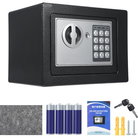 Coffres-forts pour la maison, boîte étanche et ignifuge avec clavier et 2 clés de rechange, sécurité numérique pour documents, argent, or, bijoux, objets de valeur, coffre-fort mural caché – (0,17 pie (1/5)