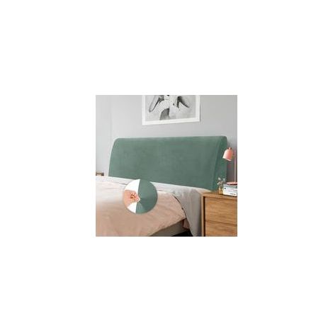 Housse de tête de lit, velours extensible doux, anti poussière, anti poussière, tissu velours, 180x60 cm, vert pin (1/5)