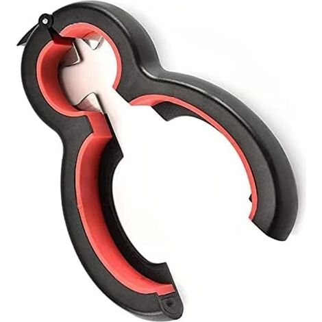 Ouvre-boîte - Ouvre-bouteille et ouvre-bocal 6 en 1 avec poignée en silicone réglable (1/4)