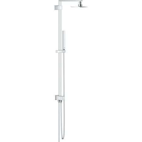 Grohe – Colonne de douche thermostatique Euphoria Cube 150 – Douche de tête 152mm – Jet pluie – Flexible Silverflex 1750mm – Inverseur manuel