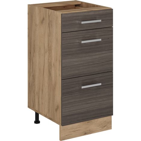 Küchenunterschrank R-Line, Edelgrau, 40 cm mit Schubladen, ohne Arbeitsplatte, Vicco