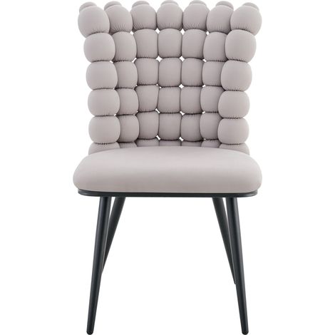 Chaises de salle à manger en velours gris clair avec pieds en métal noir (lot de 2) (1/5)