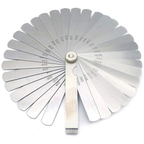 PA Dickenmessgeräte, 32 Klingen, Stahldickenmessgerät, metrisches Dickenmessgerät, imperial, zum Messen der Schlitzbreite, Dickengrößen (0,02–1,00 mm) (1/5)
