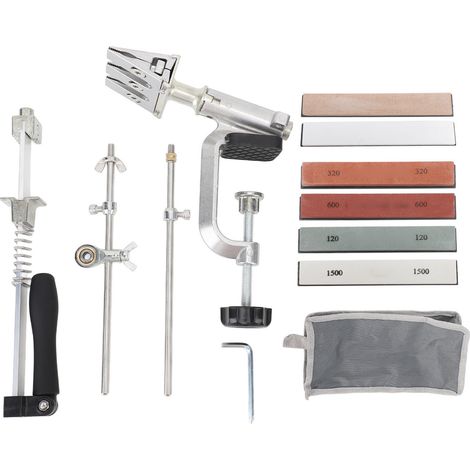 Kit affûtage couteaux 6 pierres à aiguiser 120/320/600/1000/1500/6000 grains, angle fixe design réversible, pour cuisine (1/5)