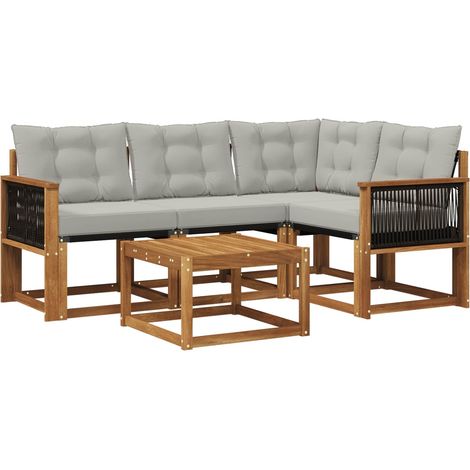 Outdoor Sofa Set with Cushion 5 pcs Natural and Light Grey vidaXL