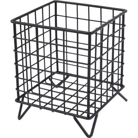 black iron storage basket, open design, dimensions 13.5x13.5x16 cm.
