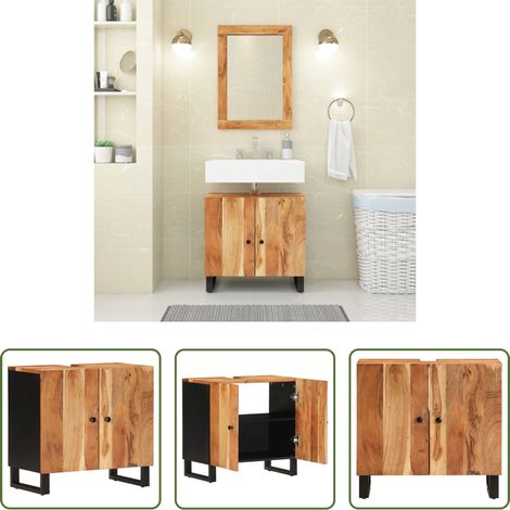 Rangement salle de bain - Meuble d'évier 62x33x58 cm bois d'acacia et d'ingénierie (1/5)