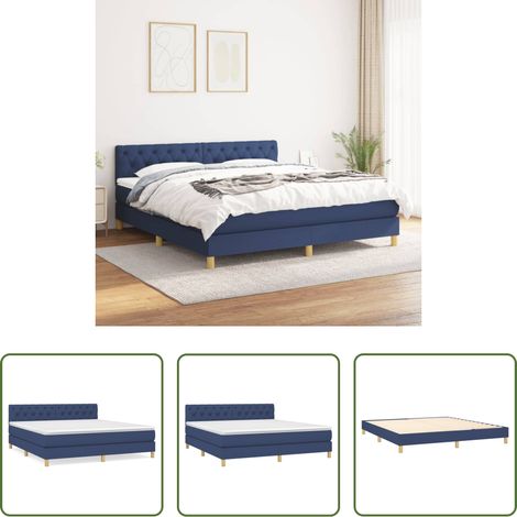 vidaXL Kopfteil - Boxspringbett mit Matratze Blau 160x200 cm Stoff (1/5)