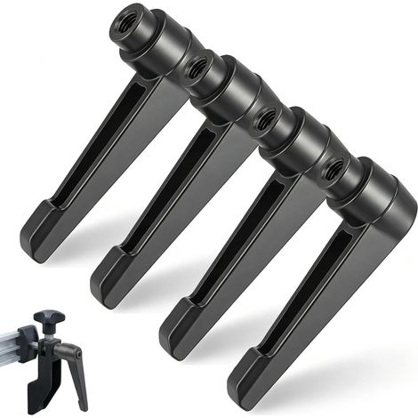 Levier de Serrage Poignées Réglables 4pcs Acier Inoxydable M8 pour Machines à Outils, Appareils de Soudage, Impression Noir (1/5)