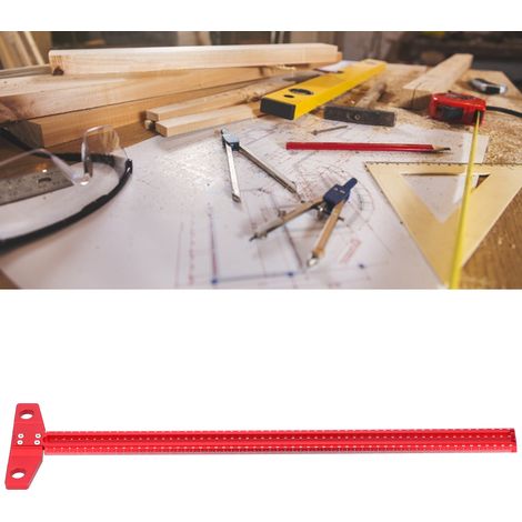 Anreißlineal für Holzbearbeitung, T-Lineal, Winkel, Winkelmesser, Lochlineal, multifunktionales Holzbearbeitungswerkzeug, 600 mm (1/5)