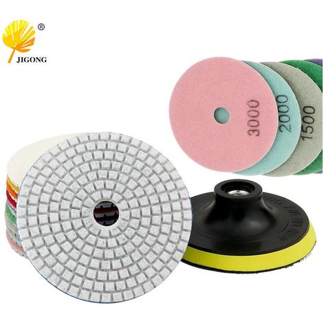 Disques de polissage pour marbre de 100 mm (4 pouces), disques de polissage pour pierre, disques de polissage diamantés doux, ensemble de disques de polissage pour pierre à l'eau (1/5)