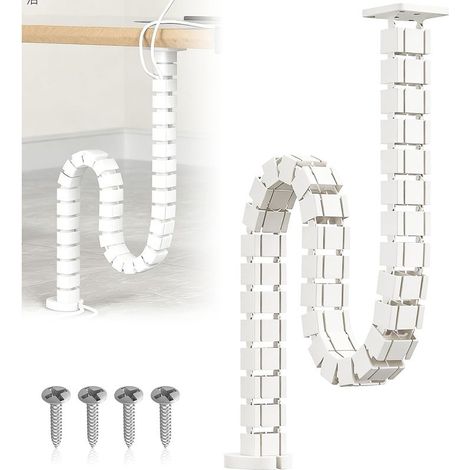 Colonne Vertebrale Cable Management GuideCâbles Carré Gaine Cable De Bureaux à Hauteur Réglable Et Fixe 125mm Slim Line GuideCâbles Carré pour Bureaux Réglables en Hauteur (Blanc) (1/5)