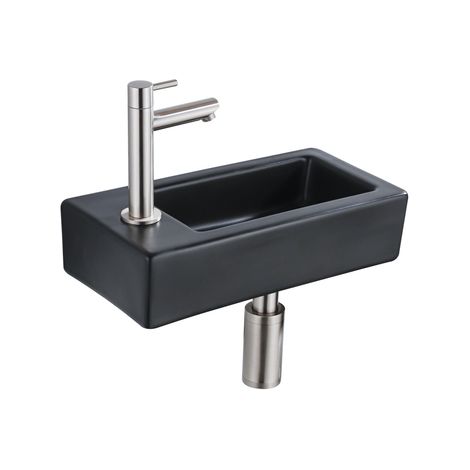 FugaFlow Efficiente Ensemble fontaine Pietra - 37,5x18,5x9cm - céramique - trou de robinet à gauche - robinet de fontaine en inox brossé - bouchon de (1/5)