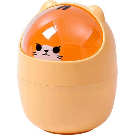 Mini poubelle de dessin animé, jolie corbeille de bureau Portable polyvalente pour étudiants, bureau et maison (1/5)