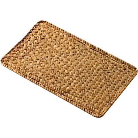 Lntyq Lot de 5 Set de Table en Osier, 32 x 22 cm, Set de Table Rectangulaires en Rotin, Sets de Table en Jonc de Mer Naturel pour Dîner/Table Basse