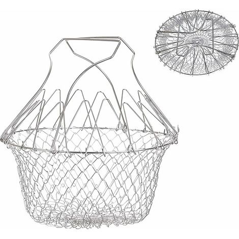 Cestello per friggere, cestello per insalata, scolapasta da cucina in acciaio inox, cestello da chef espandibile (1/5)