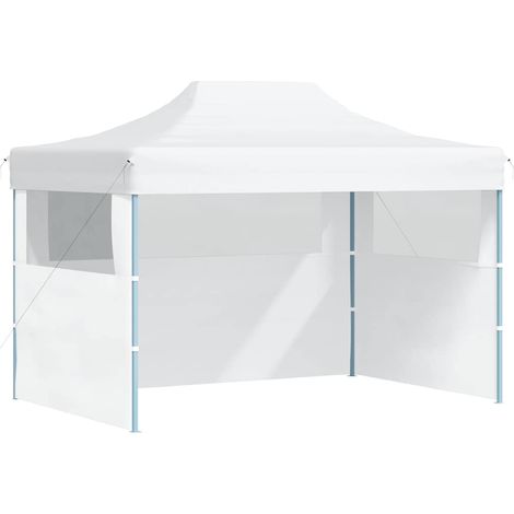 vidaXL Carpa plegable profesional con 3 paredes acero blanco 280x410x315 cm (1/2)