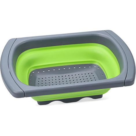 Passoire pliable en silicone, passoire pour l'évier, passoire à légumes/fruits, poignées extensibles pour pâtes, légumes, fruits (1/5)