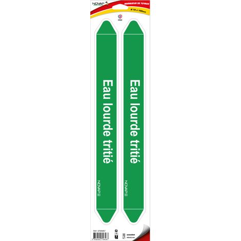 Planche de 2 marqueurs de tuyauterie 450 x 52 mm pour Ø 70 à 100 mm - Eau lourde tritiée - 4706467 (1/2)