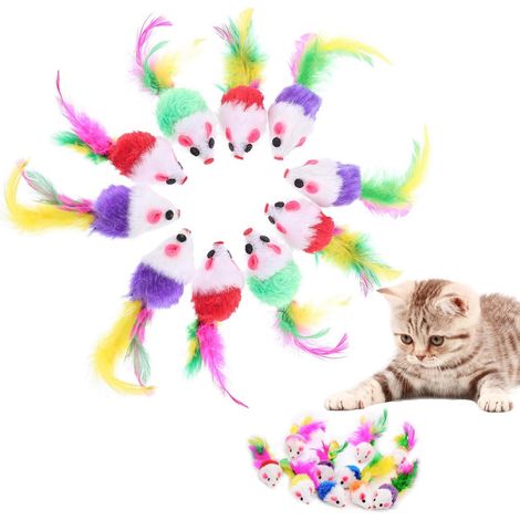 10 Pièces Chat Souris Jouet Chat Interieur avec Hochet Sons Convient Aux Chats pour Jouer(Couleur Aléatoire) (1/5)