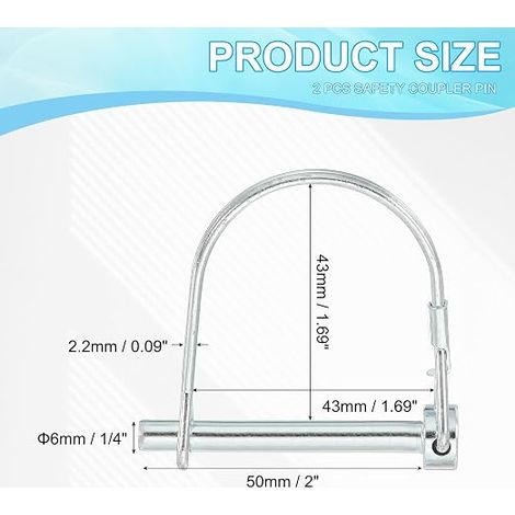Trailer Hitch Pin 1/4x2" Safety Wire Lock Pin Round Shaft Lock Pin for Agricultural Trailers Hitches(6x50mm)