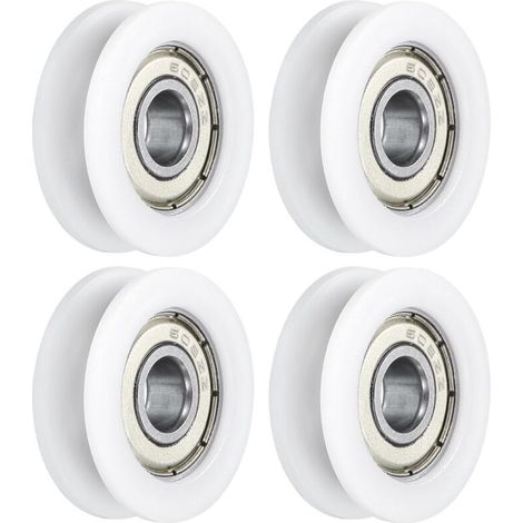 4pcs U608ZZ Poulie en Nylon avec Roulement à Billes à Gorge en U 8x30x10mm U Roue à Rouleaux Rainurée (GCr15) Roulements en Acier Chromé, ABEC3