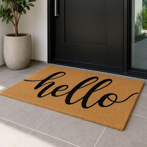 Zerbino Hello 75x45 cm Tappeto antiscivolo e resistente Materiale flessibile e riciclabile Ideale per l'ingresso di casa (1/5)