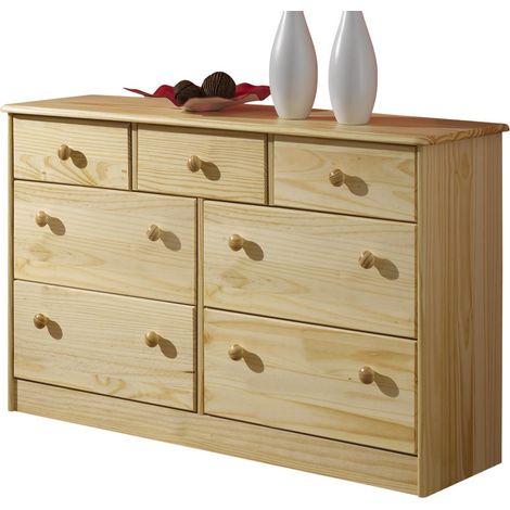 Idimex – Commode enfant en pin massif naturel – 7 tiroirs – Dimensions 74 x 117 x 35 cm – Design rustique et chaleureux