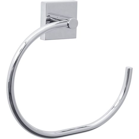 Porte Serviette Mural Anneau Cuba Zinc Brillant, 21.5x15x4cm Salle de Bain (1/4)