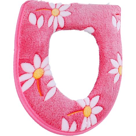 Abattant De Toilette - Universel - Motif Floral - Peluche Supérieure - Similicuir Inférieur - Lavable En Machine - 1 Pièce (1/5)