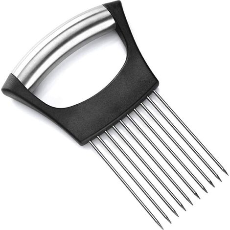 DEESSE SHOP - Fourchette à pommes de terre Fourchette à viande assistée Coupe de légumes Fourchette à nourriture multifonction en acier inoxydable Fournitures de cuisine portables (1/5)