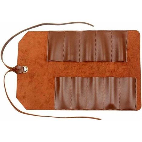 Sac à outils en cuir brun clair – 10 poches pour outils – Dimensions 25.4 x 39.4 cm – Conception sécurisée pour menuisiers et bricoleurs