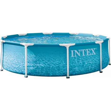 piscina fuori terra con struttura rotonda intex "frame beachside" azzurro 305x305x76 cm - cod. 28206nd (1/2)